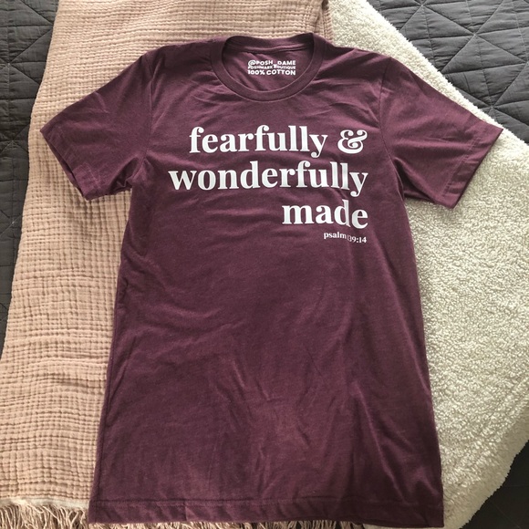 Fearfully & Wonderfully Made Scripture Inspirational Tee Shirt - Picture 2 of 3